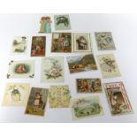 An interesting collection of Victorian and later Greetings Cards including advertising, Christmas,