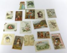 An interesting collection of Victorian and later Greetings Cards including advertising, Christmas,