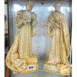 Charles Noke for Doulton Burslem, two porcelain figures with ivory glaze, Henry Irving as Cardinal