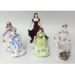 Four Royal Worcester figurines, limited edition sculpted by David Lyttleton also a Coalport