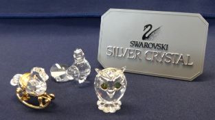 Swarovski Crystal Glass, collection consisting of Dove, Rocking Horse and small Owl.