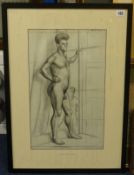 Henry Cotterill Deykin 1930's pen and ink drawing, 48cm x 30cm.