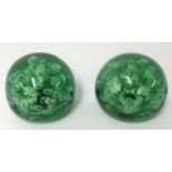 Two Victorian Wakefield green glass dump paperweights, 10cm .