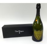 A vintage 1999 boxed bottle of Dom Perignon.