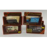 A collection of model cars including mainly Matchbox and Yesteryear in the contents of two boxes (