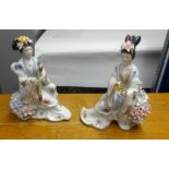 Six modern porcelain oriental lady figures.