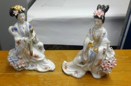 Six modern porcelain oriental lady figures.