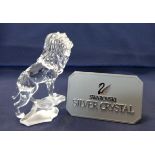 Swarovski Crystal Glass, 'Lion Standing On Rock' (broken tail), complete with box.