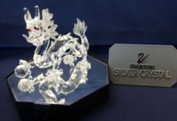 Swarovski Crystal Glass, Fabulous Creatures anniversary edition 1997, The Dragon with mirror and
