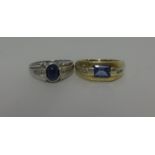 Two 9ct (yellow & white) gold gem set rings.