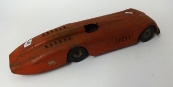 A Kingsbury tinplate Clockwork 'Sunbeam' land speed record Car