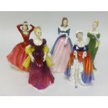 Royal Doulton Phyllis HN3180 (2nd), Lorna HN2311, Maxine HN3199, Loretta HN2337 and Katrina