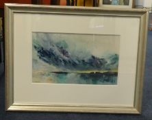 Ann Whalley, 'Blue Landscape' original 21cm x 36cm