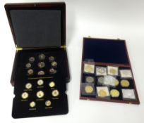 Various proof commemorative gilt crowns including American, 2010 etc approx 13 coins, cased also