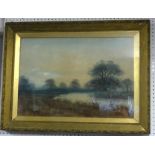 H.Woods, signed 19th Century watercolour 'River Scene', in gilt frame, 53cm x 80cm.
