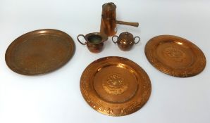 Various general copper ware including embossed blacks etc.