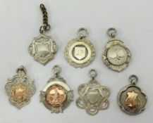 Seven assorted silver sporting and other medallions, 1930/40's.