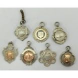 Seven assorted silver sporting and other medallions, 1930/40's.