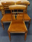 A set of eight William IV rosewood framed dining chairs, with drop in seats.