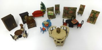 An interesting collection of antique dolls house furniture, late 19th century and 1930's. (list