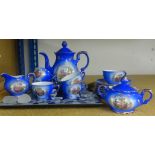 A continental porcelain tea service decorated with classical scene, modern mirror and other