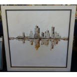 Artko Burlington, acrylic on canvas, 'Lonely City', 92cm x 92cm