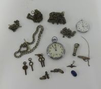 A Seconda and another pocket watch and various silver and other guard chains.