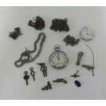 A Seconda and another pocket watch and various silver and other guard chains.