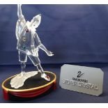 Swarovski Crystal Glass, 'Masquerade' Pierrot SCS members only edition 1999, complete with stand and
