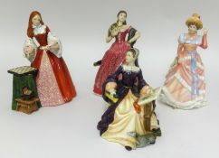 Royal Doulton Princess Elizabeth HN3682, Mary Tudor HN3834, Carmen HN3993 and Sharon HN3603 (4)