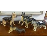 Royal Doulton and Beswick dogs, (5).