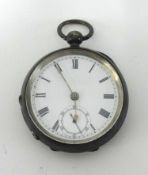 A Silver open face and key wined pocket watch, no 51577, with purchase guarantee 1918.