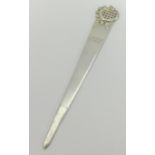 A Sterling silver paper knife, monogrammed ABH.