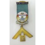 Of Masonic interest, to Brother Lesley Agar WM 1963/4, a silver and gilt pendant enamelled, Brunel