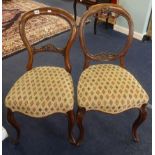 Set 4 Victorian 'balloon' back dining chairs, with overstuffed seats and cabriole legs.