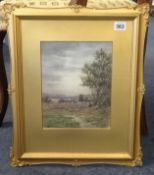 F.Maltby, oil painting, country landscape, signed, in a gilt frame.