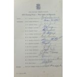 Of Cricket interest, an original signed touring sheet of the 1972 New Zealand cricket tour of West