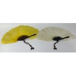 Two ostrich feather fans on tortoiseshell effect frames,