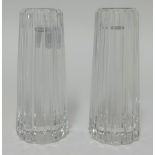 Tiffany, a pair of crystal glass Atlas candlesticks, boxed, height 13cm.