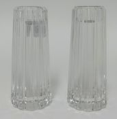 Tiffany, a pair of crystal glass Atlas candlesticks, boxed, height 13cm.