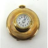 An 9ct gold buttonhole watch, no.166713, diameter 26mm.