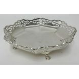 A George V silver and pierced dish on four feet, circa 1929, approx 325gms.