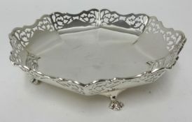 A George V silver and pierced dish on four feet, circa 1929, approx 325gms.