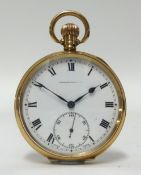 Dennison Special, a 9ct gold open face and keyless pocket watch, with subsidiary second, the dial