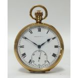 Dennison Special, a 9ct gold open face and keyless pocket watch, with subsidiary second, the dial