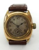 Rolex Oyster, a vintage 9ct gold cushion case wristwatch, with copy of original advert, width