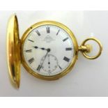 Dent, a very fine 18ct gold minute repeating full hunter pocket watch, the white enamel dial