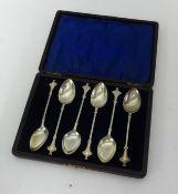 Set of six Edwardian silver tea spoons JMB Chester with case.