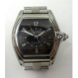 Cartier Roadster, a gents stainless steel wristwatch, automatic with date, the back plate signed,