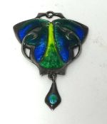 A silver and enamelled pendant, marked 'C.H', possibly Charles Horner.